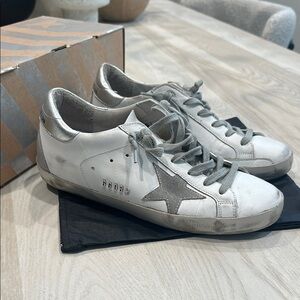 Golden Goose Super Star Low Top White and Gray Sneakers